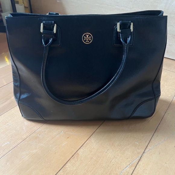 Like New Tory Burch black patent tote bag purse - Picture 4 of 10